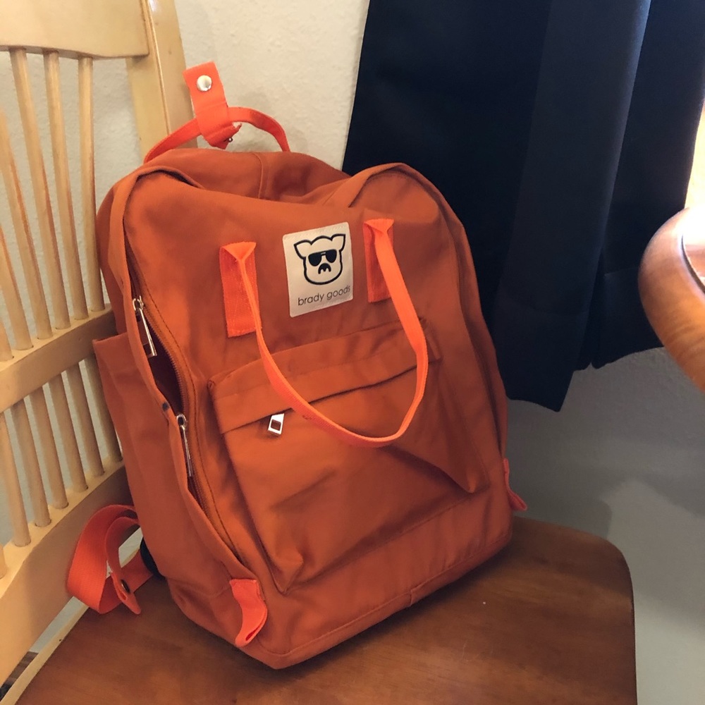 Orange Brady Goods Backpack with Laptop Sleeve